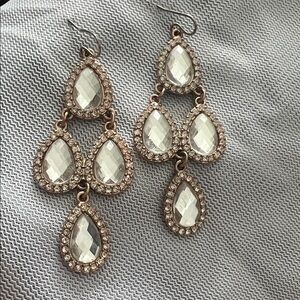 Glamorous Rose Gold and Crystal Drop Earrings